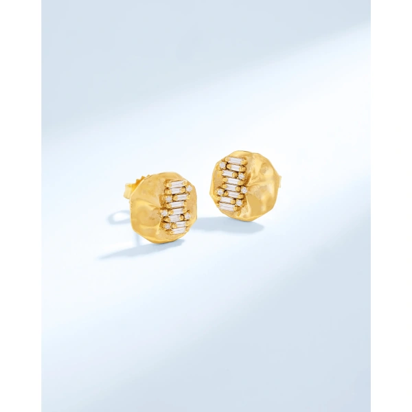Suzanne Kalan Gilded Diamond Studs in 18K Yellow Gold | Fine Earrings | Coveti