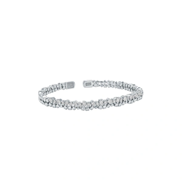 Suzanne Kalan Golden Bangle in 18K White Gold, Ref. GCB102D-WG | Fine Bracelets | Coveti