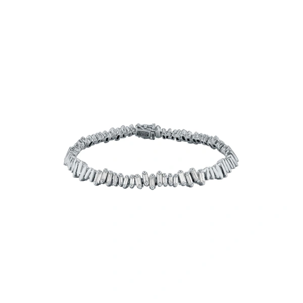 Suzanne Kalan Golden Diamond ID Bracelet in 18K White Gold | Fine Bracelets | Coveti