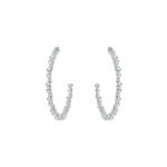Suzanne Kalan Golden Diamond Midi Hoops in 18K White Gold | Fine Earrings | Coveti