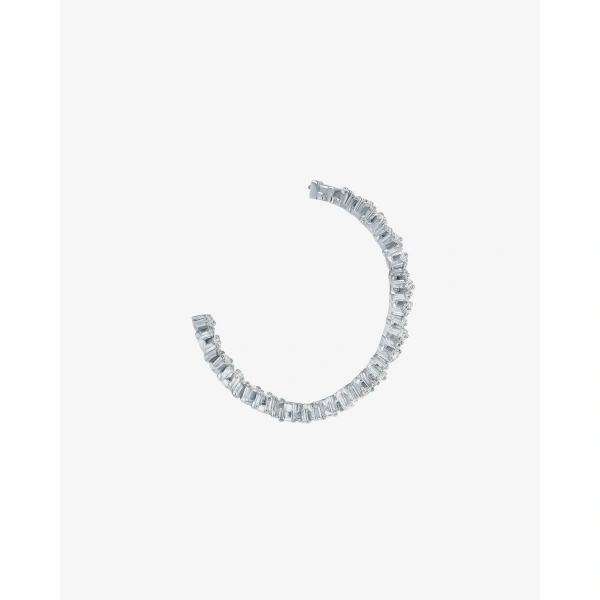 Suzanne Kalan Golden Diamond Midi Hoops in 18K White Gold | Fine Earrings | Coveti