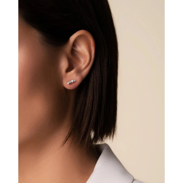 Suzanne Kalan Golden Diamond Mini Studs in 18K Rose Gold | Fine Earrings | Coveti