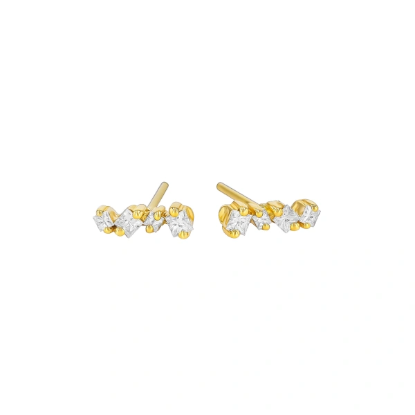 Golden Diamond Mini Studs in 18K Yellow Gold