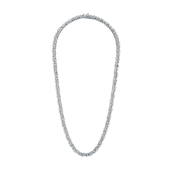 Suzanne Kalan Golden Diamond Tennis Necklace in 18K White Gold | Fine Necklaces | Coveti