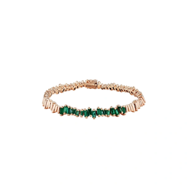 Suzanne Kalan Golden Emerald ID Bracelet in 18K Rose Gold | Fine Bracelets | Coveti