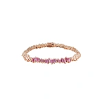 Suzanne Kalan Golden ID Bracelet in 18K Rose Gold, Pink Sapphire, Ref. AKB564-RG-PS | Fine Bracelets | Coveti