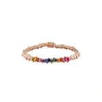 Suzanne Kalan Golden ID Bracelet in 18K Rose Gold, Rainbow Sapphire, Ref. AKB570-RG-RS | Fine Bracelets | Coveti