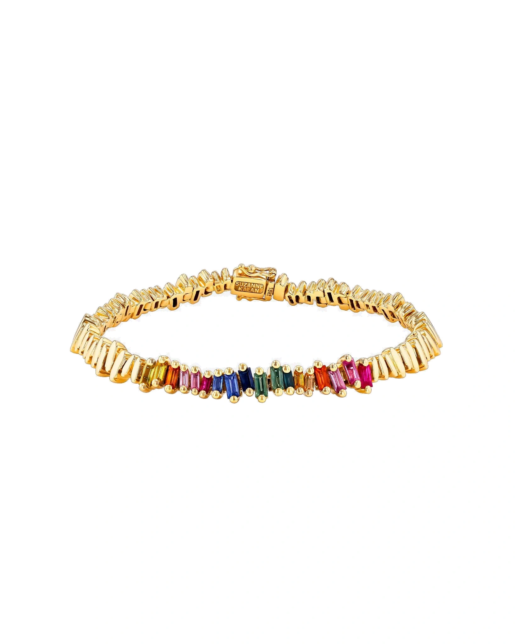 Suzanne Kalan Golden ID Bracelet in 18K Yellow Gold, Rainbow Sapphire, Ref. AKB570-YG-RS Suzanne Kalan Golden ID Bracelet in 18K Yellow Gold, Rainbow Sapphire, Ref. AKB570-YG-RS | Fine Bracelets | Coveti