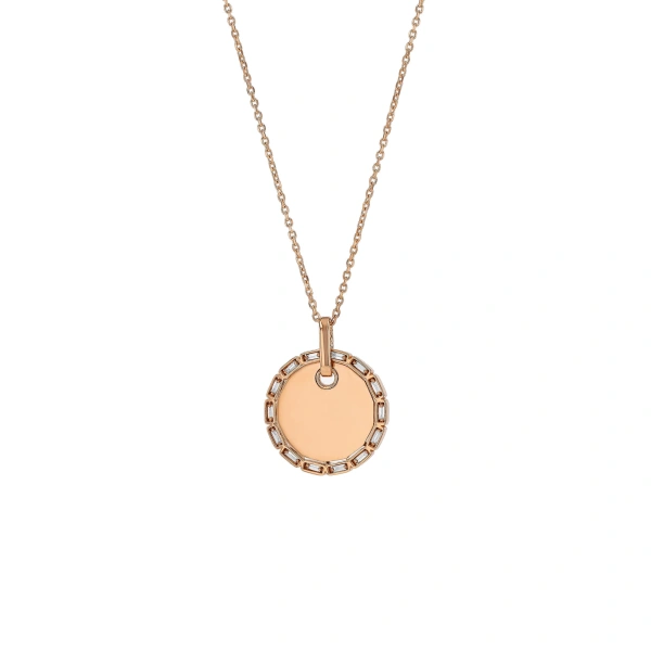 Golden Midi Circle Diamond Pendant in 18K Rose Gold