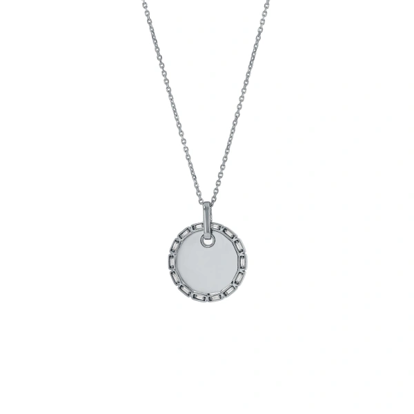 Golden Midi Circle Diamond Pendant in 18K White Gold
