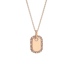 Suzanne Kalan Golden Midi Dog Tag Diamond Pendant in 18K Rose Gold | Fine Necklaces | Coveti