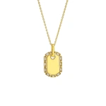 Suzanne Kalan Golden Midi Dog Tag Diamond Pendant in 18K Yellow Gold | Fine Necklaces | Coveti