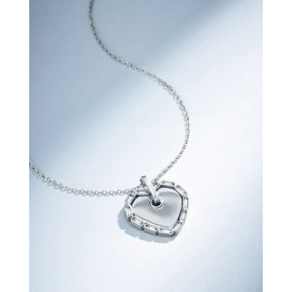 Suzanne Kalan Golden Midi Heart Diamond Pendant in 18K White Gold | Fine Necklaces | Coveti