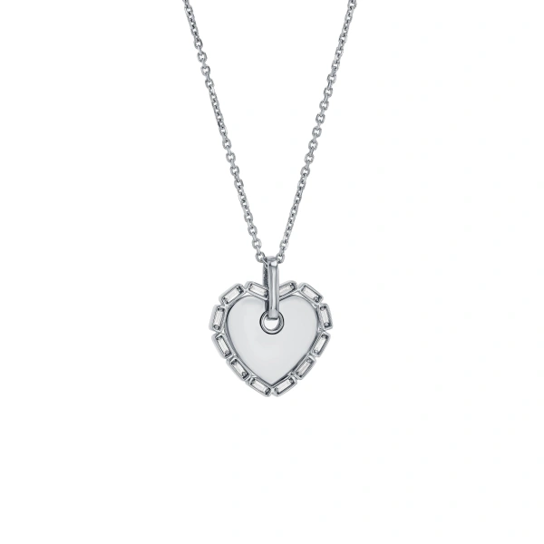Suzanne Kalan Golden Midi Heart Diamond Pendant in 18K White Gold | Fine Necklaces | Coveti