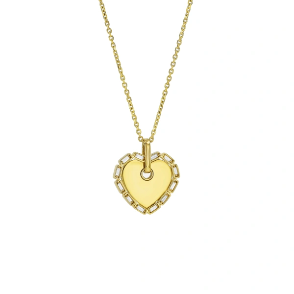 Suzanne Kalan Golden Midi Heart Diamond Pendant in 18K Yellow Gold | Fine Necklaces | Coveti