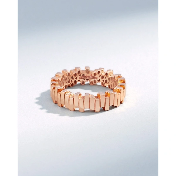 Suzanne Kalan Golden Midi Stacker Band in 18K Rose Gold | Fine Rings | Coveti