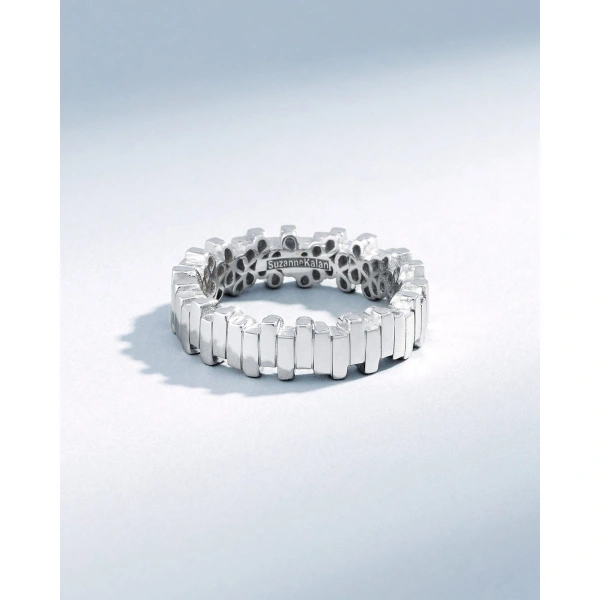 Suzanne Kalan Golden Midi Stacker Band in 18K White Gold | Fine Rings | Coveti