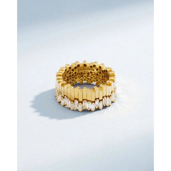 Suzanne Kalan Golden Midi Stacker Diamond Eternity Band in 18K Yellow Gold | Fine Rings | Coveti