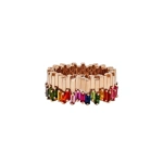 Suzanne Kalan Golden Midi Stacker Eternity Band in 18K Rose Gold, Rainbow Sapphire | Fine Rings | Coveti