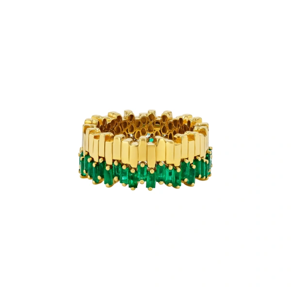 Golden Midi Stacker Eternity Band in 18K Yellow Gold, Emerald