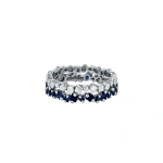 Suzanne Kalan Golden Mini Band in 18K White Gold, Dark Blue Sapphire | Fine Rings | Coveti