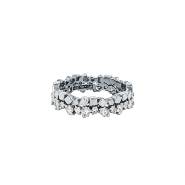 Suzanne Kalan Golden Mini Band in 18K White Gold, Ref. GCR102D-WG | Fine Rings | Coveti