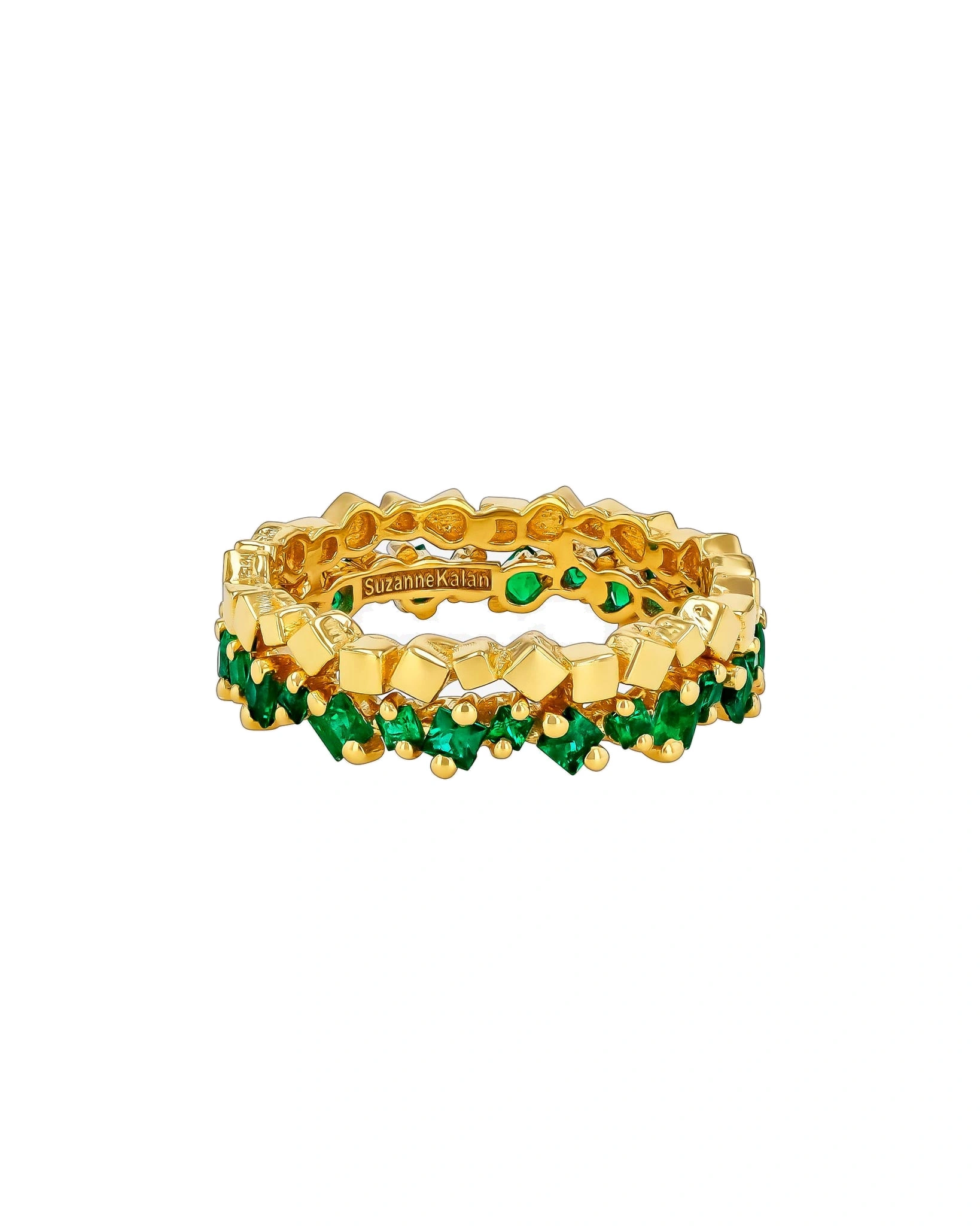 Suzanne Kalan Golden Mini Band in 18K Yellow Gold, Emerald Suzanne Kalan Golden Mini Band in 18K Yellow Gold, Emerald | Fine Rings | Coveti