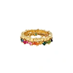 Suzanne Kalan Golden Mini Band in 18K Yellow Gold, Rainbow Sapphire | Fine Rings | Coveti