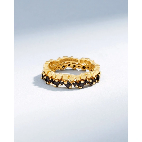 Suzanne Kalan Golden Mini Black Sapphire Eternity Band in 18K Yellow Gold | Fine Rings | Coveti