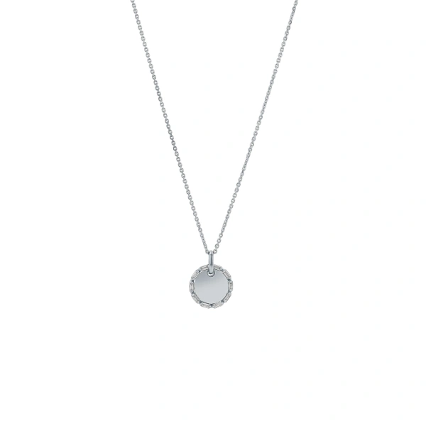 Suzanne Kalan Golden Mini Circle Diamond Pendant in 18K White Gold | Fine Necklaces | Coveti