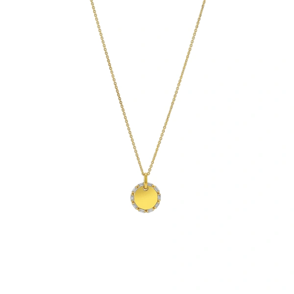 Suzanne Kalan Golden Mini Circle Diamond Pendant in 18K Yellow Gold | Fine Necklaces | Coveti