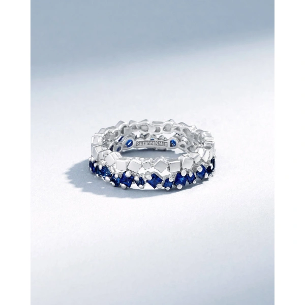 Suzanne Kalan Golden Mini Dark Blue Sapphire Eternity Band in 18K White Gold | Fine Rings | Coveti