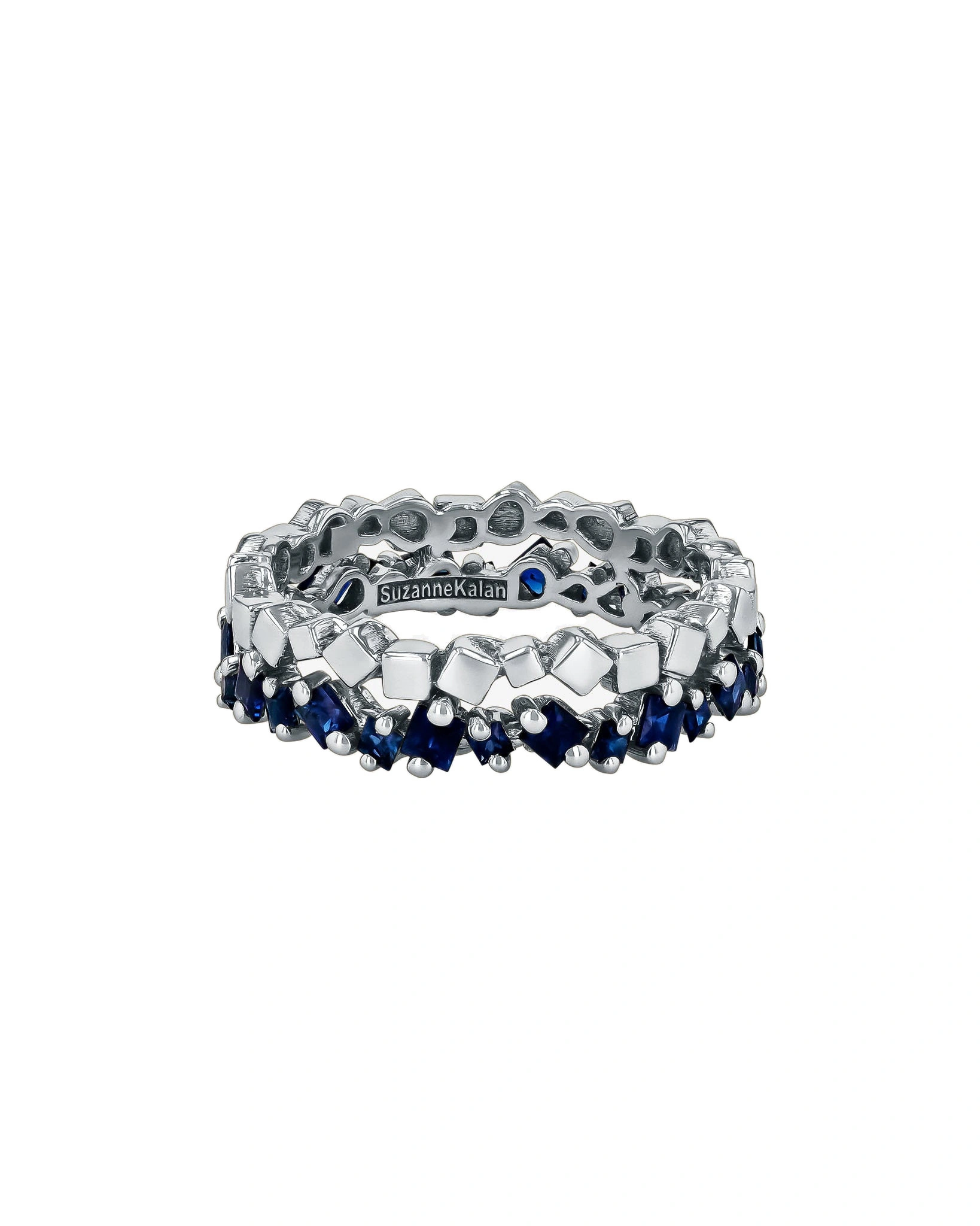 Suzanne Kalan Golden Mini Dark Blue Sapphire Eternity Band in 18K White Gold Suzanne Kalan Golden Mini Dark Blue Sapphire Eternity Band in 18K White Gold | Fine Rings | Coveti