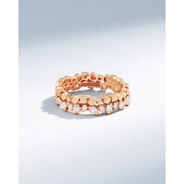 Suzanne Kalan Golden Mini Diamond Eternity Band in 18K Rose Gold | Fine Rings | Coveti