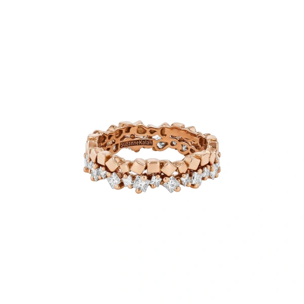 Suzanne Kalan Golden Mini Diamond Eternity Band in 18K Rose Gold | Fine Rings | Coveti