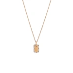 Suzanne Kalan Golden Mini Dog Tag Diamond Pendant in 18K Rose Gold | Fine Necklaces | Coveti