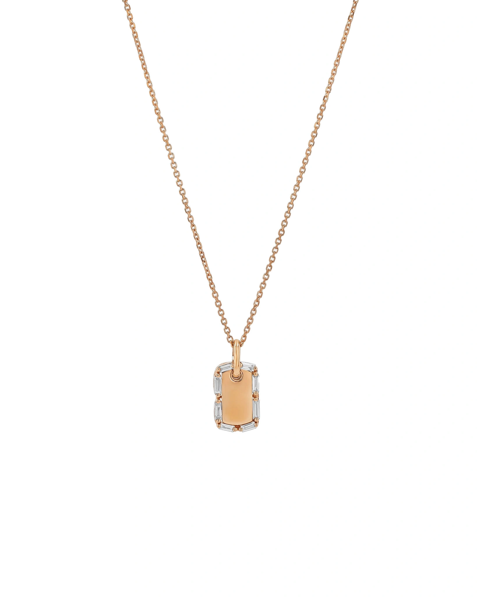 Suzanne Kalan Golden Mini Dog Tag Diamond Pendant in 18K Rose Gold Suzanne Kalan Golden Mini Dog Tag Diamond Pendant in 18K Rose Gold | Fine Necklaces | Coveti