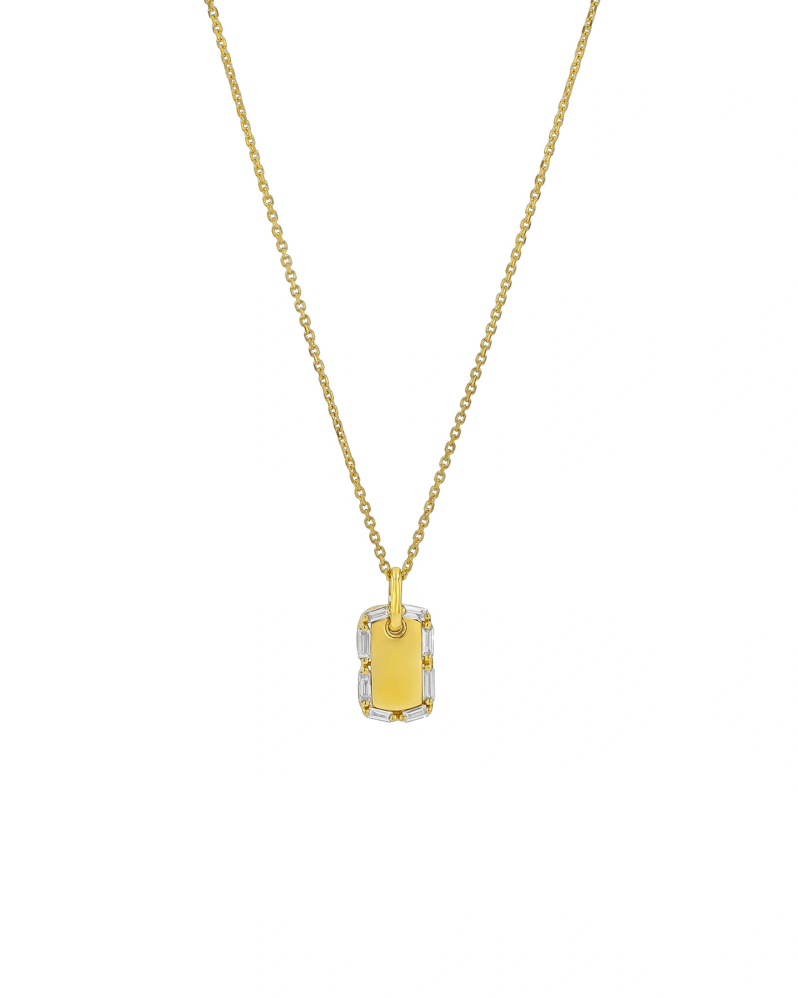 Suzanne Kalan Golden Mini Dog Tag Diamond Pendant in 18K Yellow Gold Suzanne Kalan Golden Mini Dog Tag Diamond Pendant in 18K Yellow Gold | Fine Necklaces | Coveti