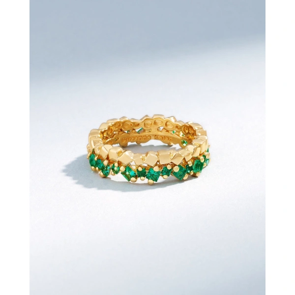 Suzanne Kalan Golden Mini Emerald Eternity Band in 18K Yellow Gold | Fine Rings | Coveti