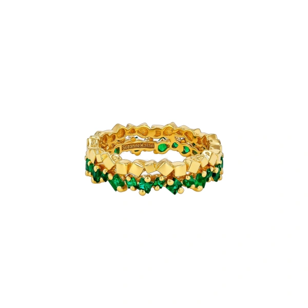 Suzanne Kalan Golden Mini Emerald Eternity Band in 18K Yellow Gold | Fine Rings | Coveti