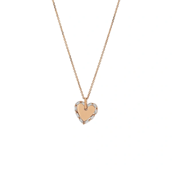 Golden Mini Heart Diamond Pendant in 18K Rose Gold