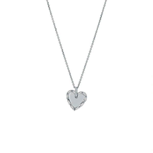 Golden Mini Heart Diamond Pendant in 18K White Gold
