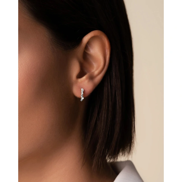 Suzanne Kalan Golden Mini Hoops in 18K White Gold, Ref. GCE103-WGX | Fine Earrings | Coveti