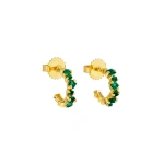 Suzanne Kalan Golden Mini Hoops in 18K Yellow Gold, Emerald | Fine Earrings | Coveti