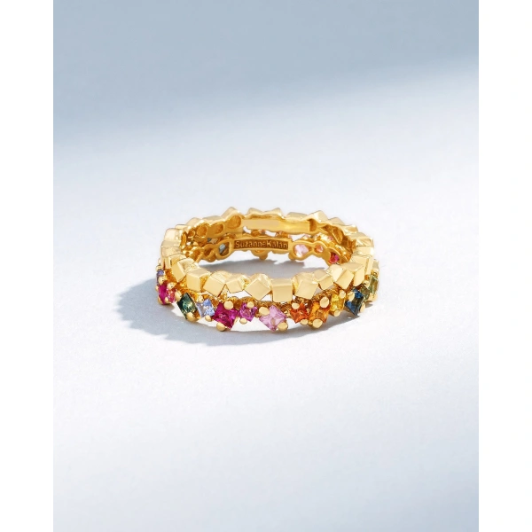 Suzanne Kalan Golden Mini Rainbow Sapphire Eternity Band in 18K Yellow Gold | Fine Rings | Coveti