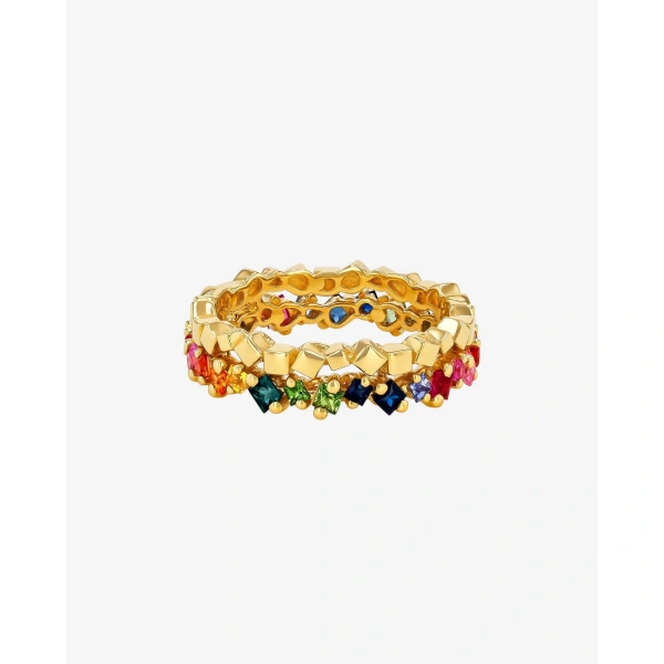 Suzanne Kalan Golden Mini Rainbow Sapphire Eternity Band in 18K Yellow Gold | Fine Rings | Coveti