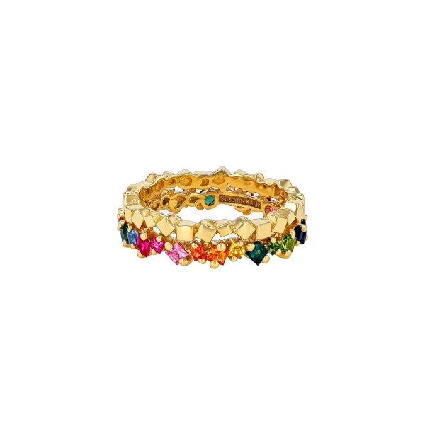 Suzanne Kalan Golden Mini Rainbow Sapphire Eternity Band in 18K Yellow Gold | Fine Rings | Coveti