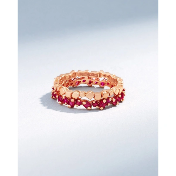 Suzanne Kalan Golden Mini Ruby Eternity Band in 18K Rose Gold | Fine Rings | Coveti