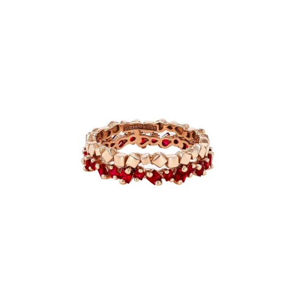 Golden Mini Ruby Eternity Band in 18K Rose Gold