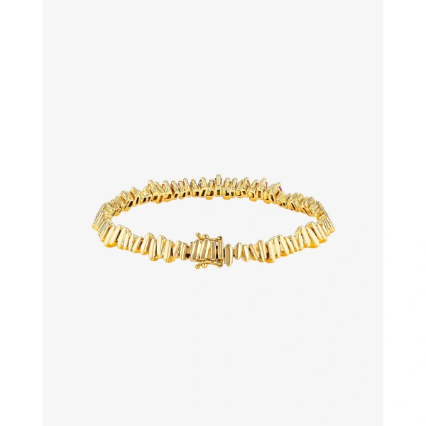 Suzanne Kalan Golden Pastel Sapphire ID Bracelet in 18K Yellow Gold | Fine Bracelets | Coveti